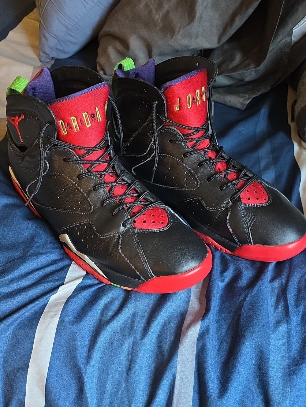 Jordan Black with Red, Purple & Green High-Top Sneakers